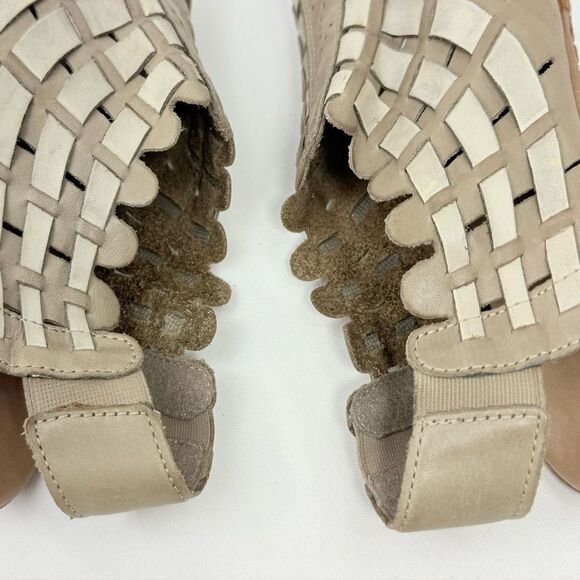Rieker SINA 78 Taupe Woven Leather Closed Toe Antistress Slingback Sandals - Picture 12 of 16